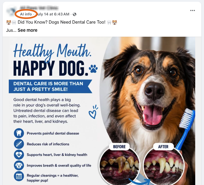 Veterinary Hospital AI Slop Facebook Call Out